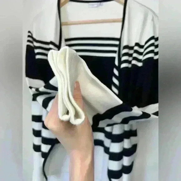 Jacqueline de Yong Womens Striped Black White Open Preppy Prep Sweater Small - Picture 7 of 13